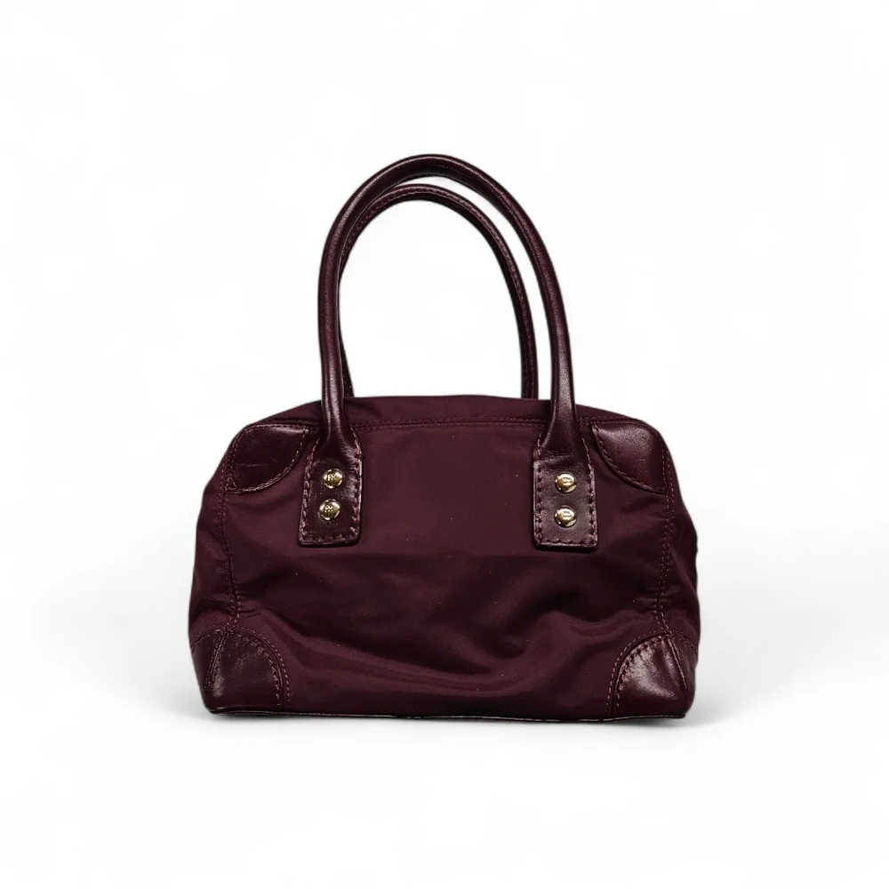 Kate Spade East Shoulder Satchel Handbag In Burgundy Nylon And Leather